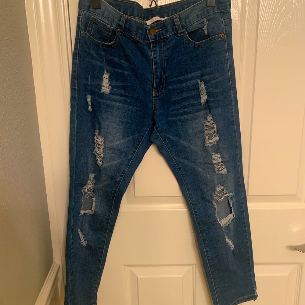 Ellison Distressed Stretch High-Waisted Jeans